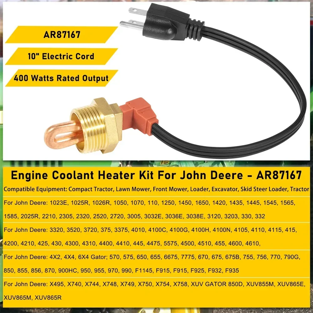 Kühlmittelheizungs-Kit für Motorblock für John Deere 1025R 110 2210 2305 4210 445 X495 XUV Gator 850D 855D 855M 865E AR87167 Traktor – Detail 4