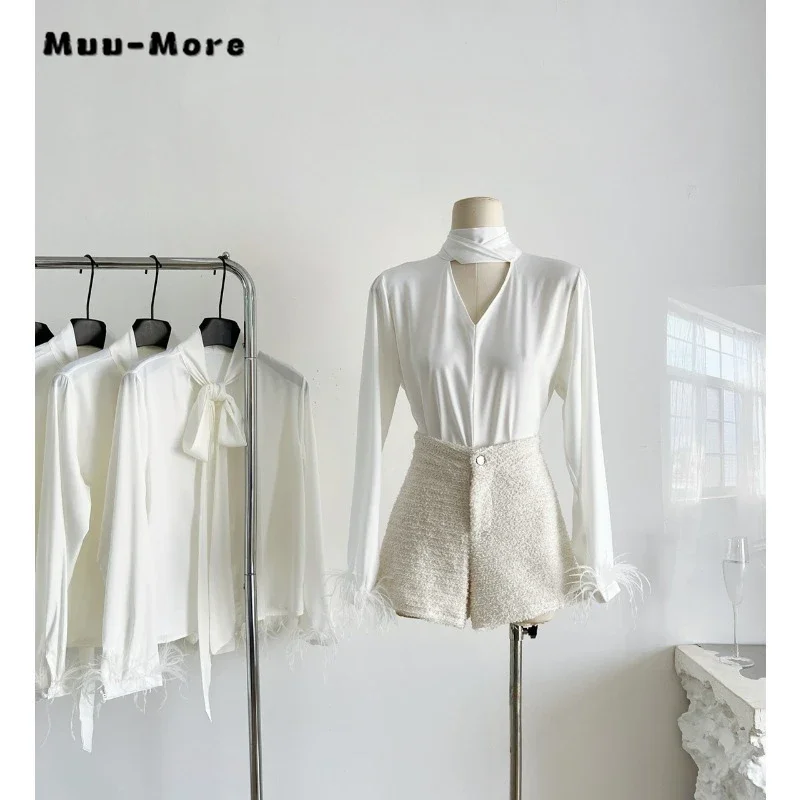 

French Style Elegant Hollow Out Solid Color Luxury Blouses 2024 Spring Women Casual Simple Long Sleeve Soft Thin Shirts Top