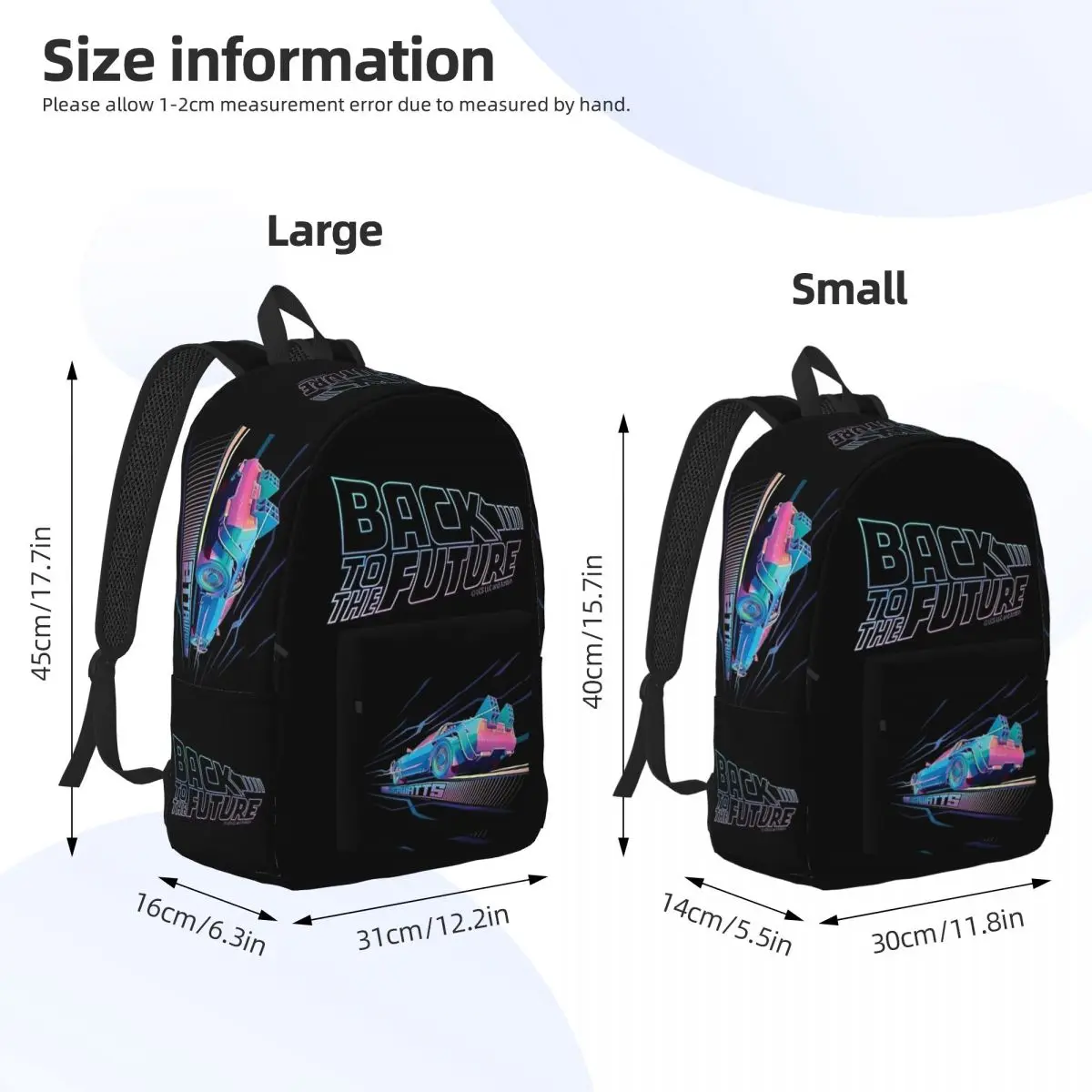 Retro 80s Back To The Future Teenage Backpack Student Hiking Travel Delorean Time Daypack for Men Women College Canvas Bags