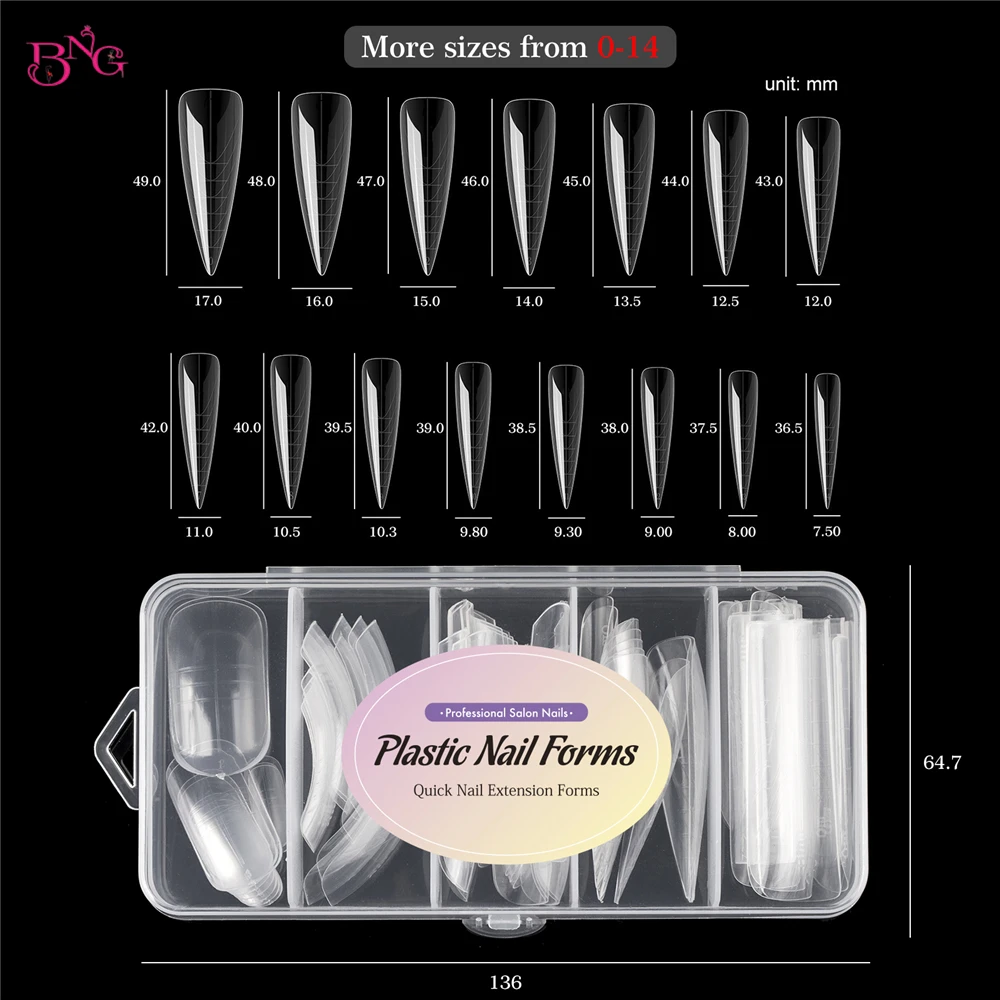 BNG Nail Dual Forms für Poly Extension Gel Nagelformen für Builder Gel Wiederverwendbare 15-Größen Acryl-Nagelformen-Sets für die Maniküre – Detail 16