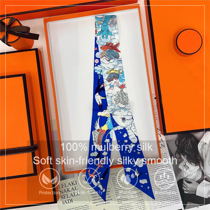 

Brand Design Twill 100% Mulberry Silk Scarf for Women Luxury Fashion Scarf Lady Foulard Skinny Bag Scarves Hot Sale Neckerchief