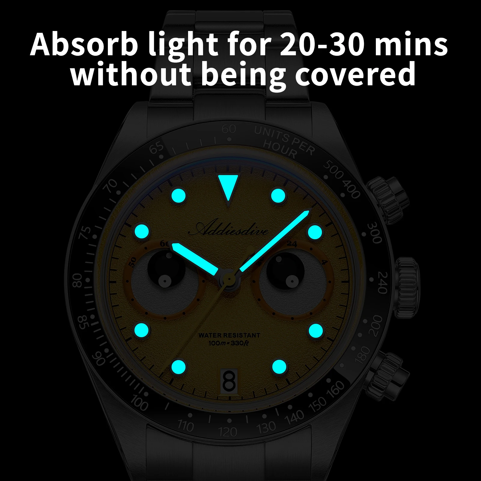 ADDIESDIVE Chronograph Quartz Watch Bubble Mirror Glass Ceramic Bezel Watches for Men Super Luminous AD2557 NEW 2026 Wristwatch