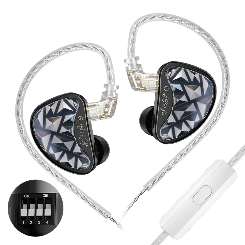 AS24 Pro HiFi Earphone In-ear Monitor Earbuds 24 Balanced Armature Drivers 4-level Tuning Switch DLP 3D Printing Technology