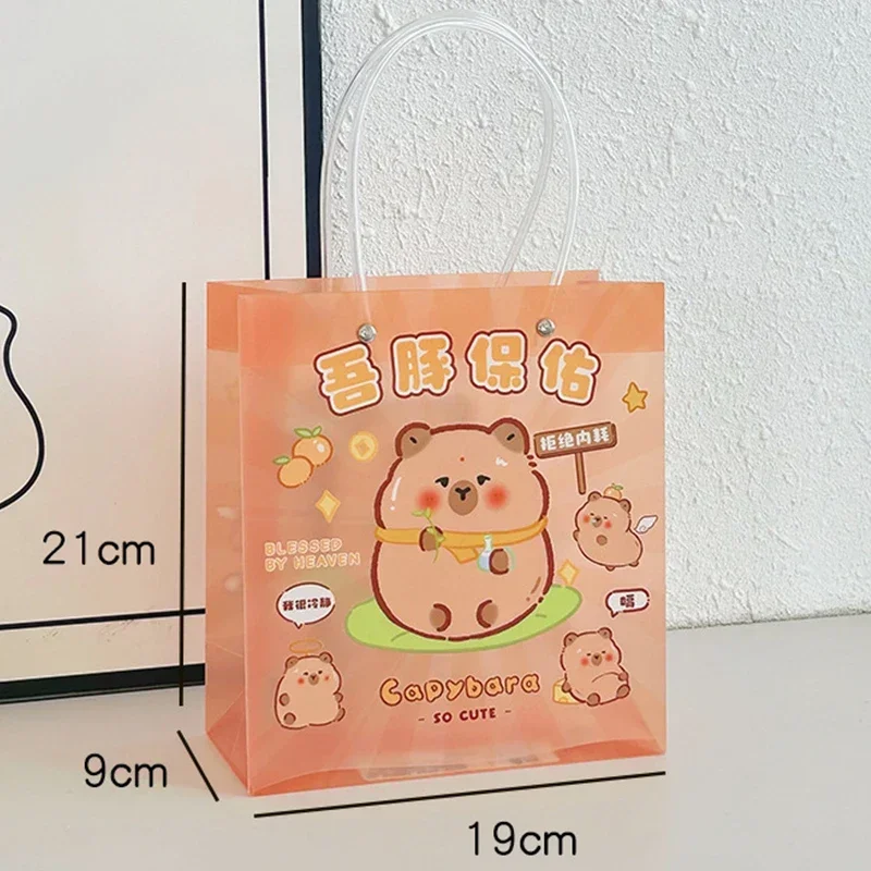 9Pcs/Set New Capybara Stationary Set Students Back to School Gift Handbag Sticky Notes Pencil Case Brooch Keychain Bookmark