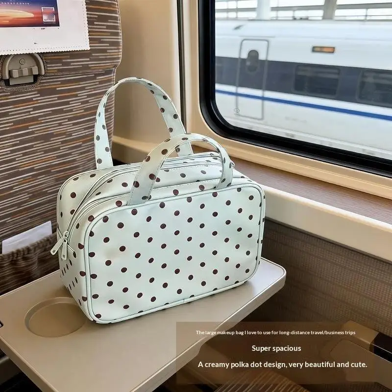 Niedliche Handtasche mit Polka-Dot-Muster, großes Fassungsvermögen und wasserdicht, ideal für Geschäftsreisen und den täglichen Gebrauch. – Detail 1