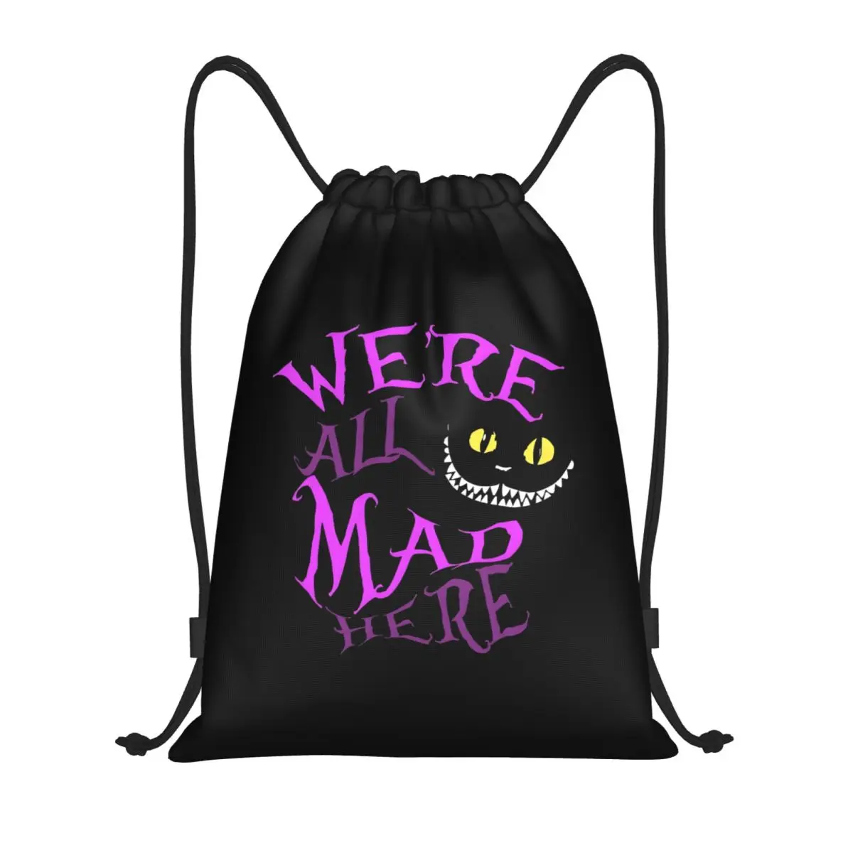 

Custom Cheshire Cat Drawstring Bags for Shopping Yoga Backpacks Men Women Mysterious And Cute Sports Gym Sackpack