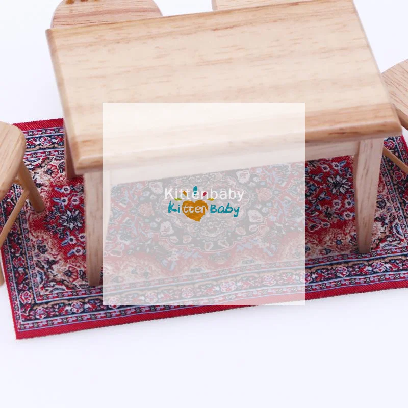 

Floral Pattern Mat Mini House Decor Turkish Style Miniature Weaving Rug Dollhouse Carpet Doll Accessories Floor Coverings