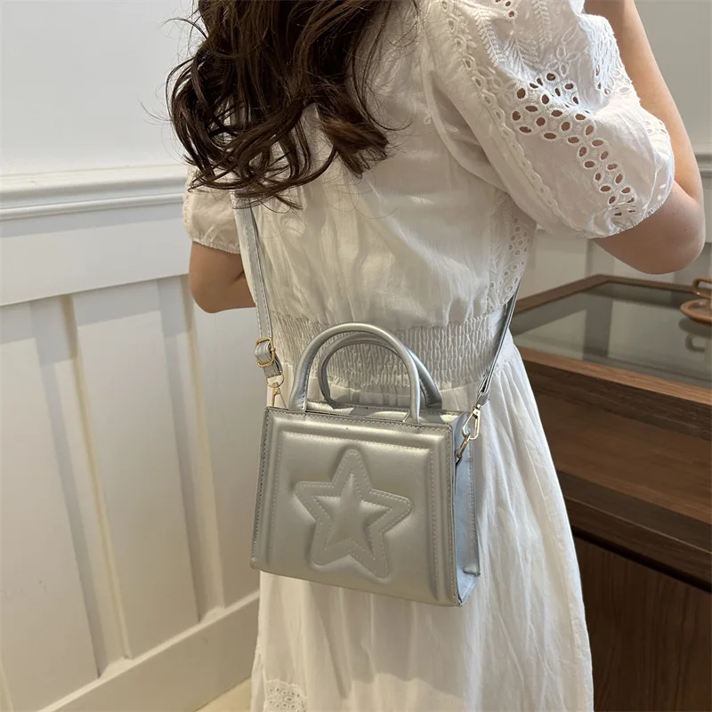 Pentagram Embossed Design Small Square Bag For Women Spring Autumn New Fashion Pressed Handbag Versatile Shoulder Crossbody Bag