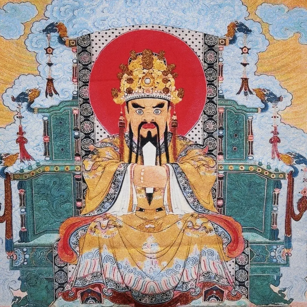 Tibet Tibetan Cloth Silk Traditional chinese god of wealth Thangka Tangka Embroidery Painting Embroidery Hanging Pictures