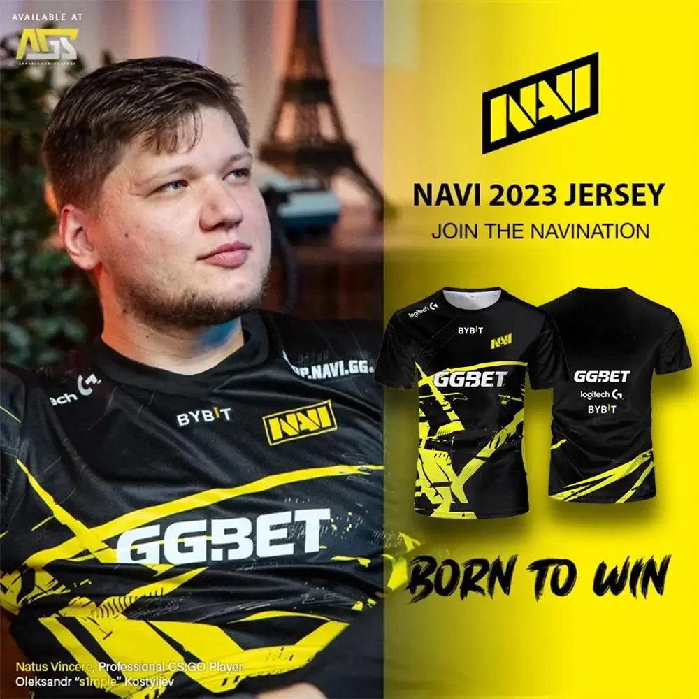S1mple 2023 NAVI Team Jersey – CS:GO/CS2 Unisex Short-Sleeve Sports T-Shirt – Esports Training Gear – Fan Gift