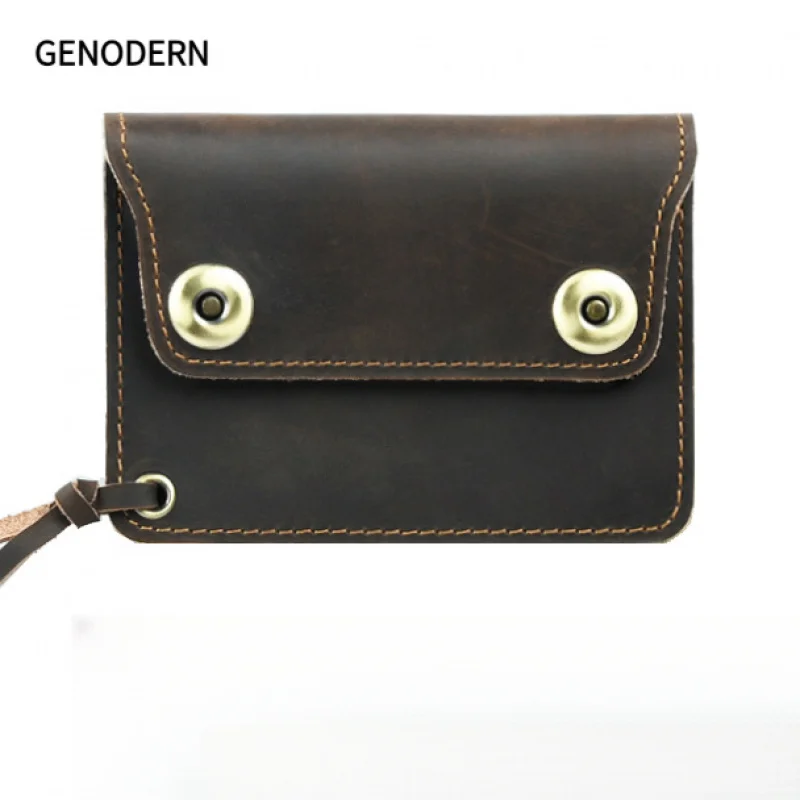 

GENODERN Men's Outdoor Crazy Horse Leather Small Waist Bag Cowhide Belt Hanging Bag