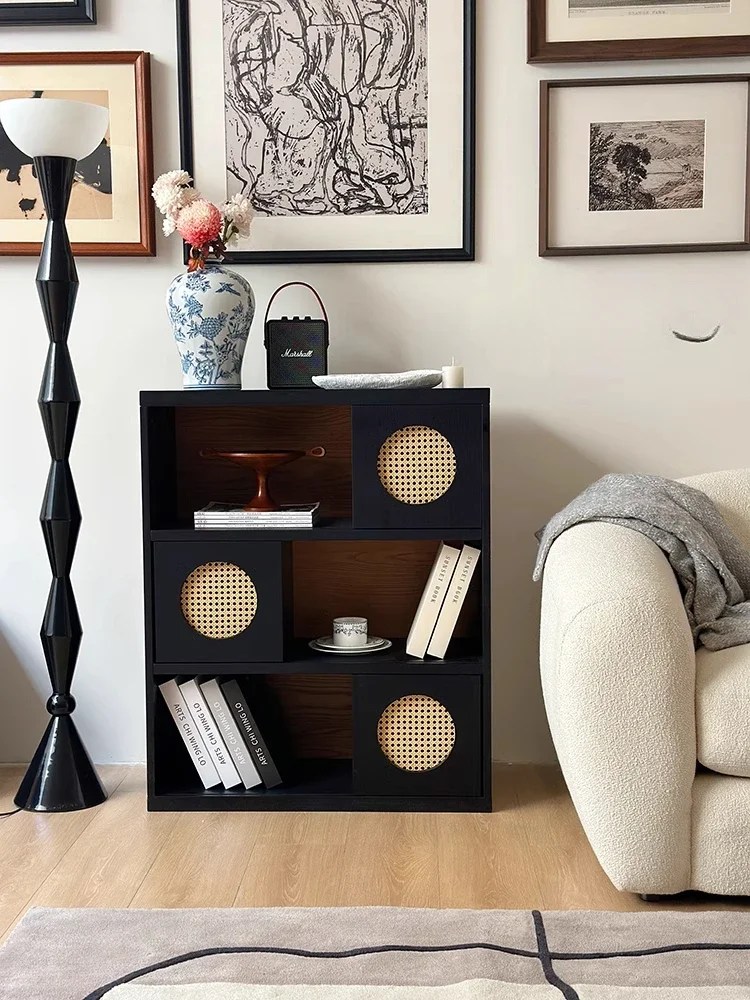 

LD6Medieval Module Solid Wood Bookcase Magazine Narrow Bookshelf French Retro Display Cabinet