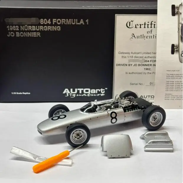 Autoart 1/18 For PORSCHE 804 F1 1962 Metal Diecast Model Car Gifts Ornaments Birthday Gifts Hobby Display Collection Silver