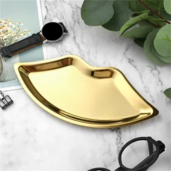 Korean Ins Style Stainless Steel Lip Shaped Home Cosmetics Metal Female Jewelry Storage Tray Decorative