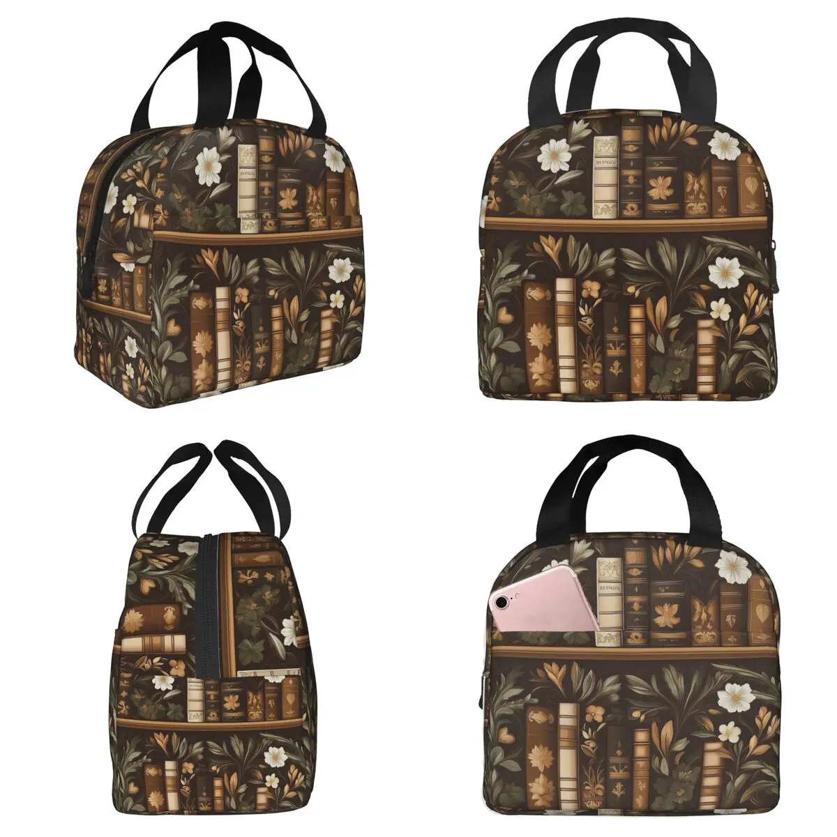 

Термосумка для обедов с цветочным принтом и изоляцией, для офиса, герметичный контейнер для еды, сумка-холодильник