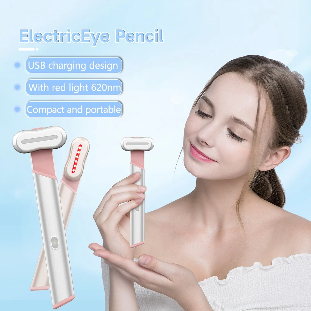เครื่องนวดตา EMS Microcurrent Face Lifting อุปกรณ์แสงสีแดง Facial Wand Eye คอนวดกระชับผิวต่อต้านริ้วรอย Skin Care
