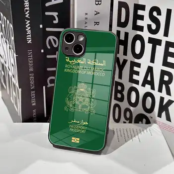 Pouzdro na telefon Maroko Passport z tvrzeného skla pro iPhone 16 15 Pro Max 14 13 12 Mini Plus Samsung S24 S23 Ultra 8 nejlepší prodej Pouzdro na iPhone Maroko - №8