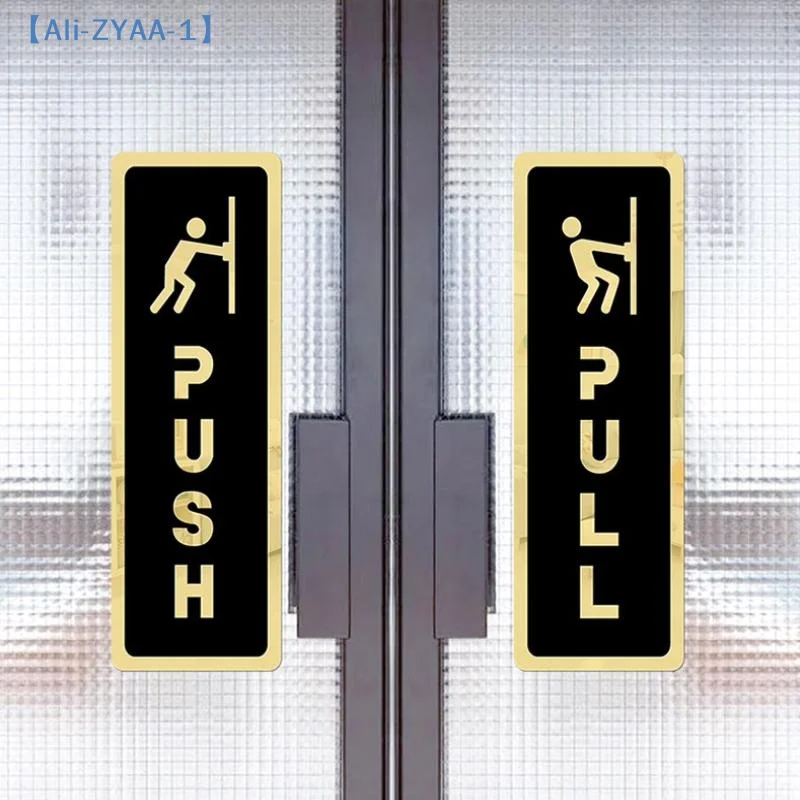 【ZYAA-1】2 Pcs/set Push & Pull Window Door Sticker Acrylic Sliding Door Logo Sticker Shop Hotel Business Cafe Sign
