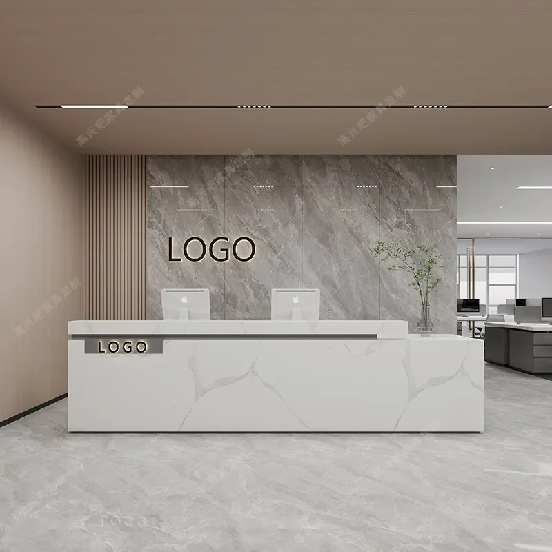 for Light Luxury Commercial Reception Desk Front Counter for Beauty Salon Clothing Store Bar Hotel Checkout Painted Finish