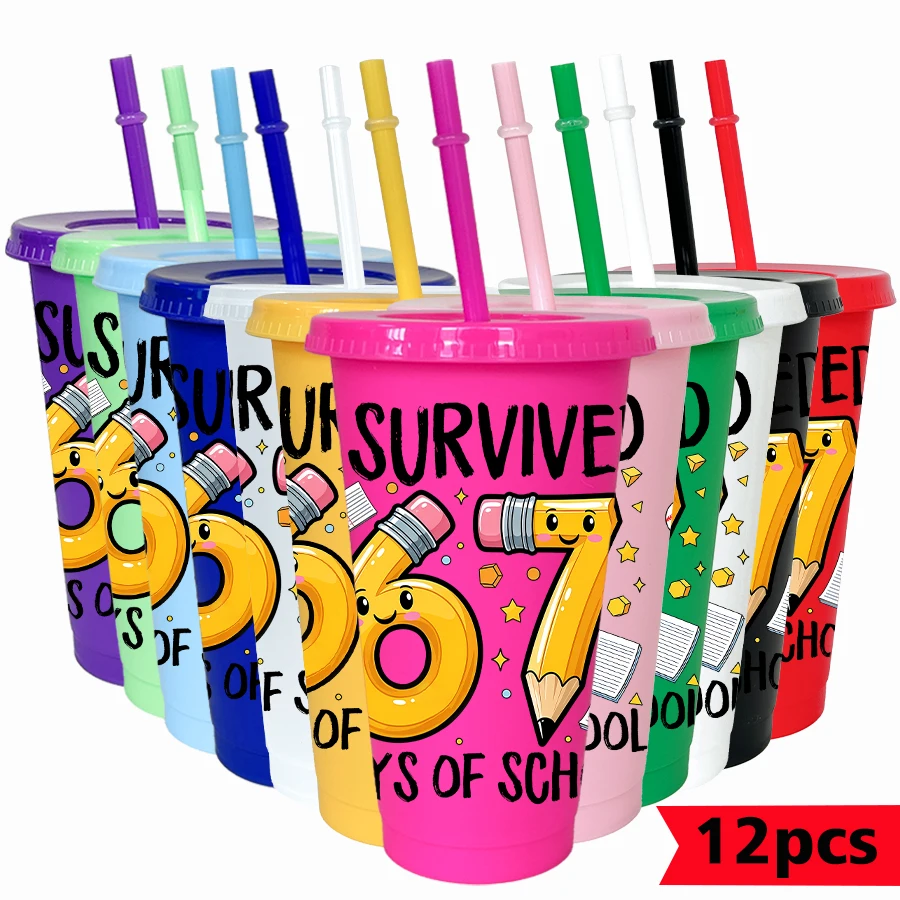 

12 шт./лот, 67 серия, карандаши, звезды, 26 унций, красочный пластиковый стакан, посуда для напитков на день рождения, чашка для воды для возвращения дома