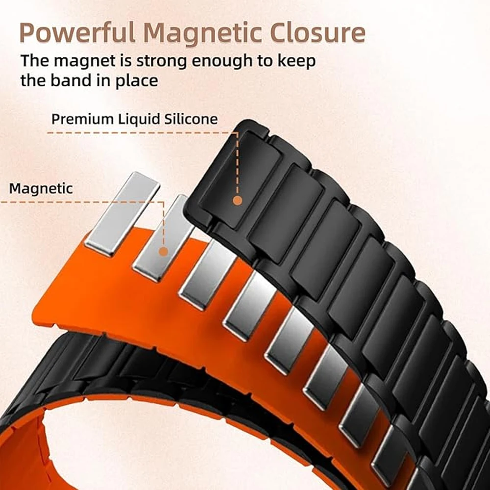 Huawei Watch 5 Pro、GT5/4/3/2 Pro、46mm Buds Ultimate対応 22mm マグネット式交換バンド シリコンループ ブレスレット