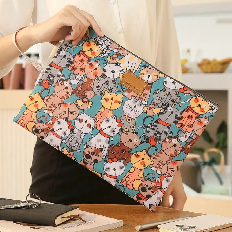1pcs Korean version cartoon waterproof A4 zipper data bag portable large capacity maternity examination file storage bag