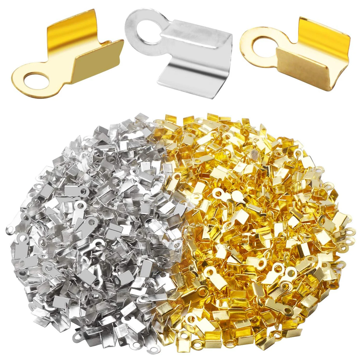 

800 шт. обжимных концевиков для шнуров, железные концевики-зажимы, складные обжимные наконечники, соединители для кожаных изделий и ожерелий DIY