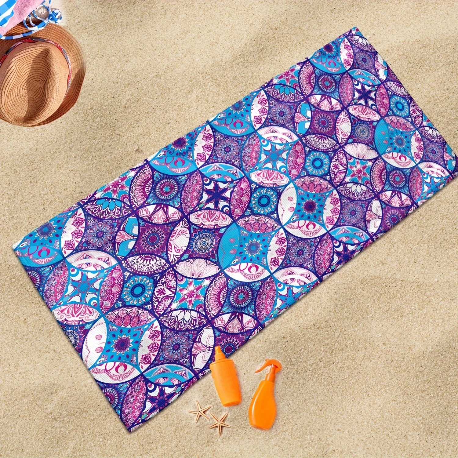 

Beach Towel Colorful Mandala Pattern Sun Protection And Windproof Suitable For Beach Pool Camping Travel Beach Blanket
