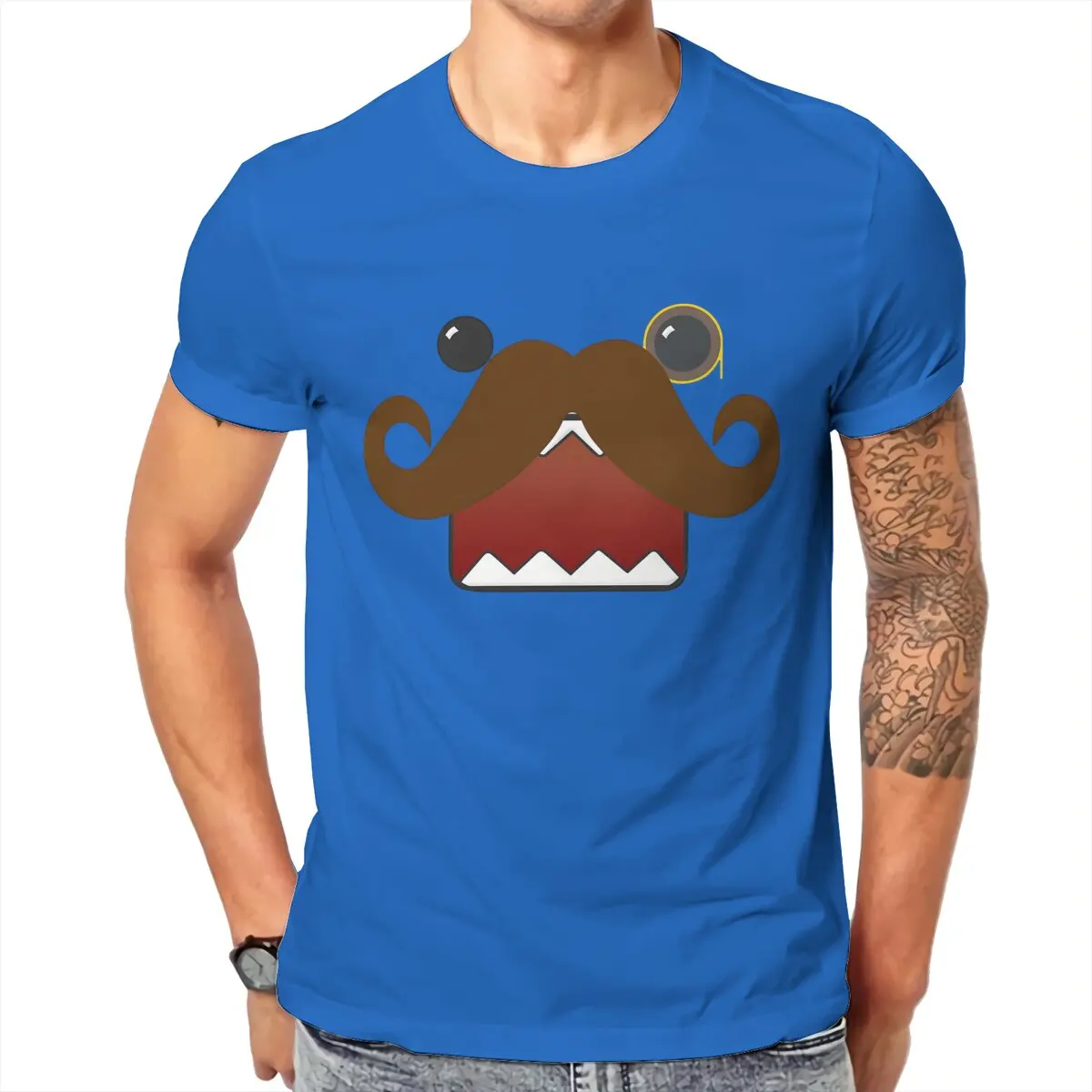 Mustache Fashion TShirts Domo Kun Cotton Male Style Pure Cotton Tops T Shirt