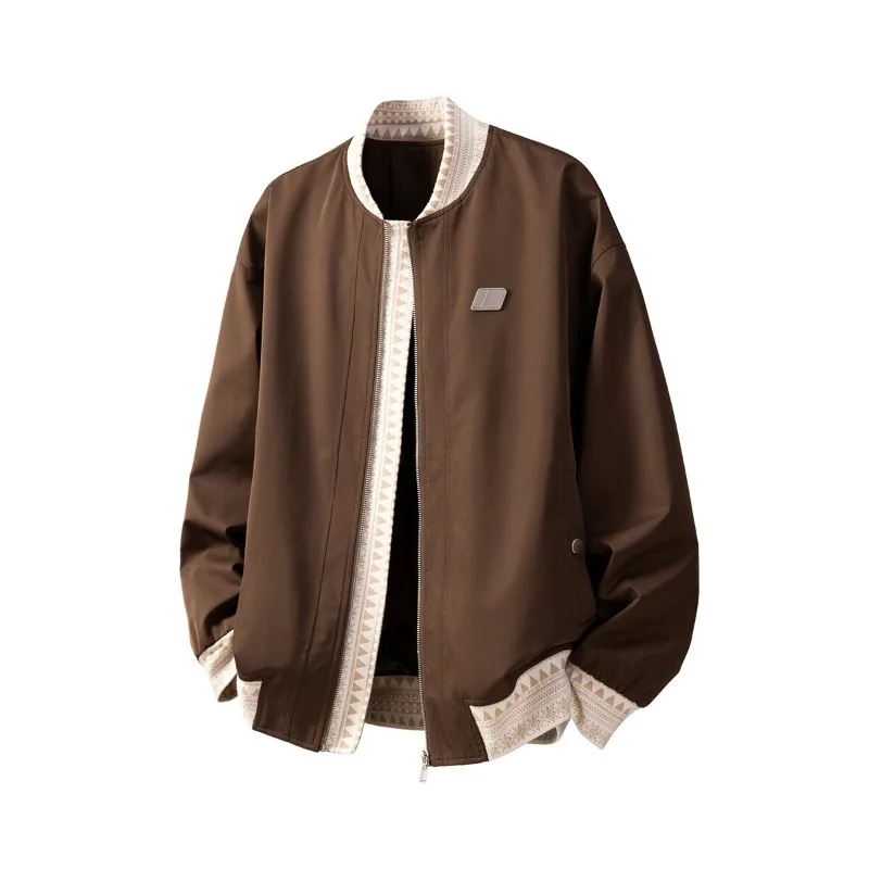 Vintage Patchwork Jacket Embroidered Letter Design Pilot Jacket Leisure Sports Outdoor Zipper Jackets