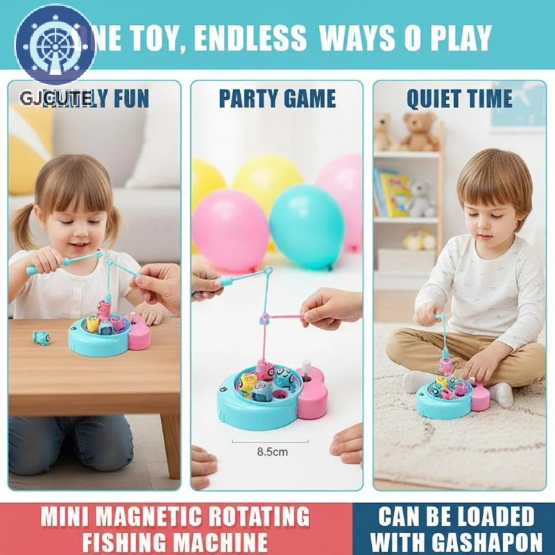 Mini Magnetic Rotating Fishing Toy With Cute Cartoon Design And Gachapon Function Perfect For Kids Family Play Gifts