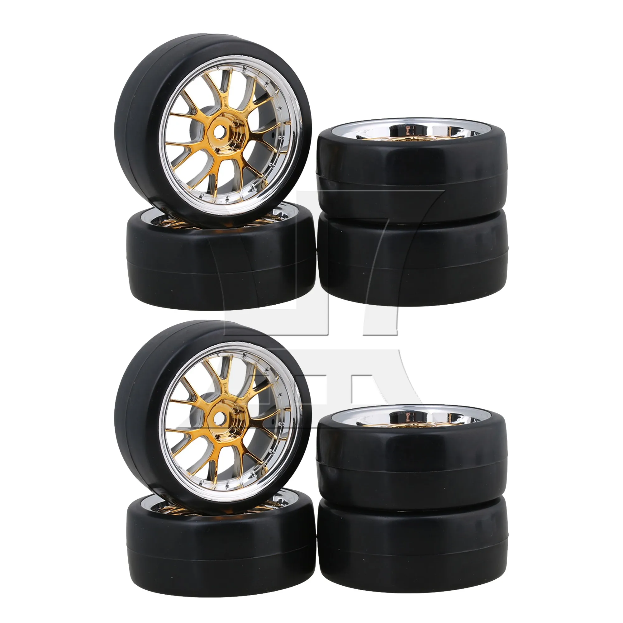 8 Pcs Plastic Wheel Rims 0.47inch w/ Tire for RC1:10 Model On Road Car