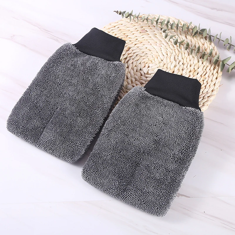 SEAMETAL Microfiber Car Wash Gloves Super Water Absorption Mitt Soft Thick Glove Mitt Wax Detailing Brush Car Cleaning Tool