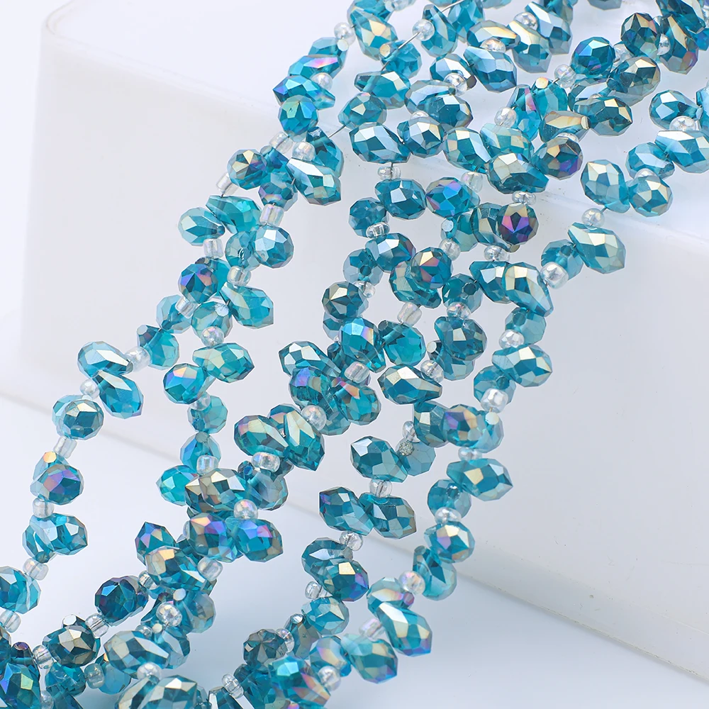 95Pcs/Lot 5x8mm Blue Side Hole Water Drop Crystal Glass Loose Beads Pear Shape DIY Jewelry Making Bracelets Necklaces Earrings