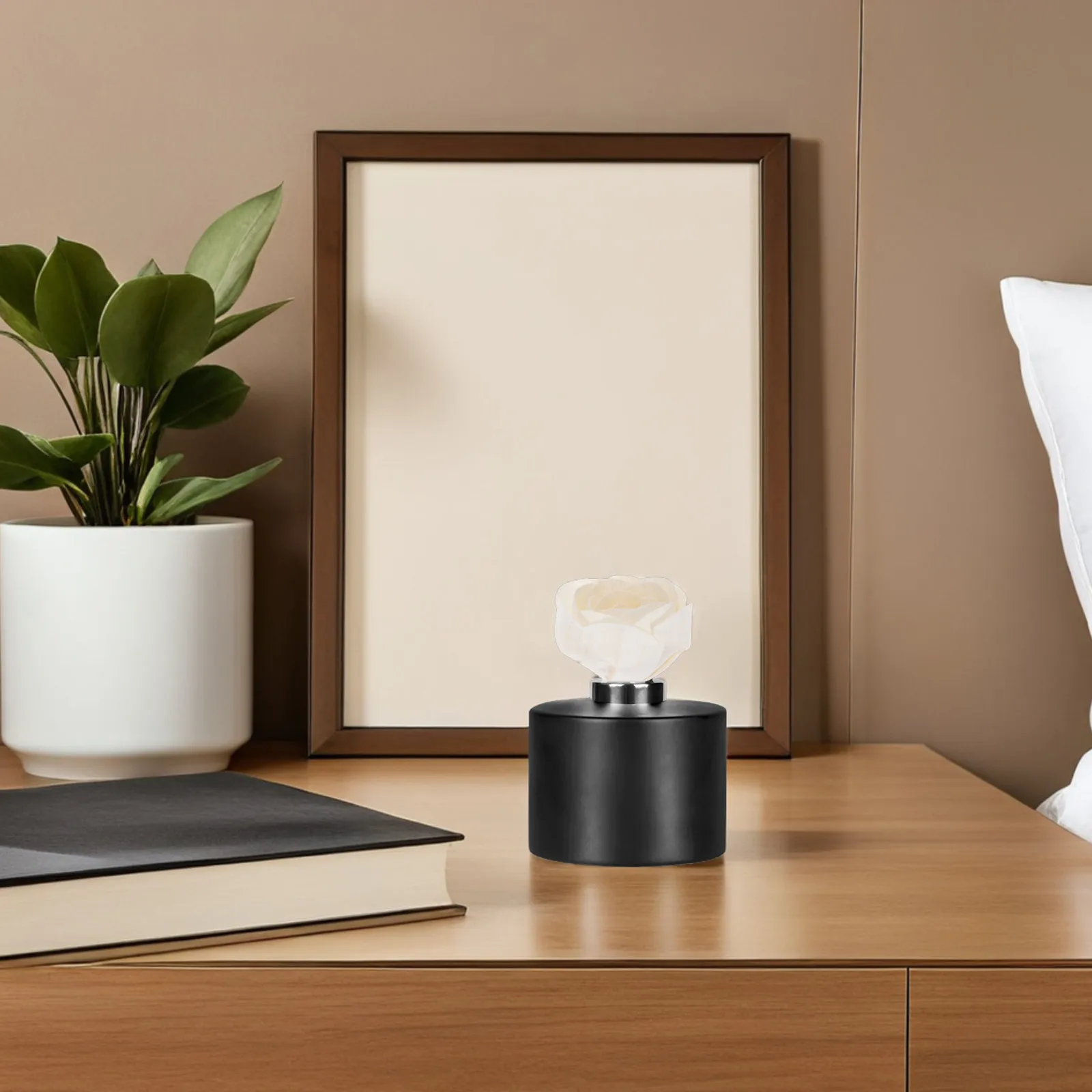 2Pcs Rose Scented Diffuser Flowers Essential Oil Cotton Wick Artificial Aromatherapy for Home Bedroom Office Bathroom Spa Decor