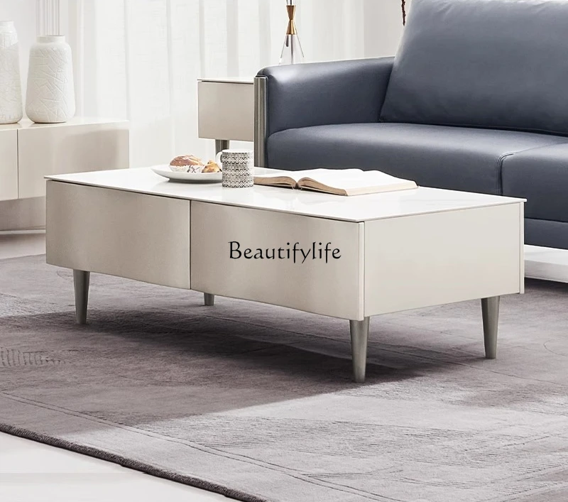 

Light luxury coffee table Modern simple solid wood Italian side table