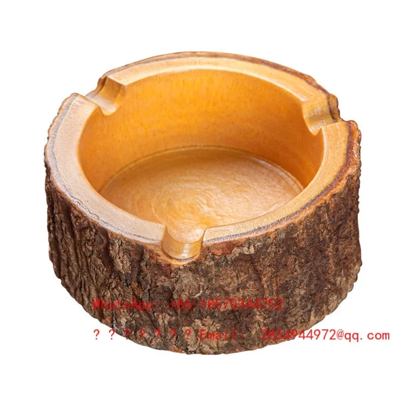 Solid Wood Bark Ashtray Office Home Anti-fly Ash Retro Personalized Creative Ashtray