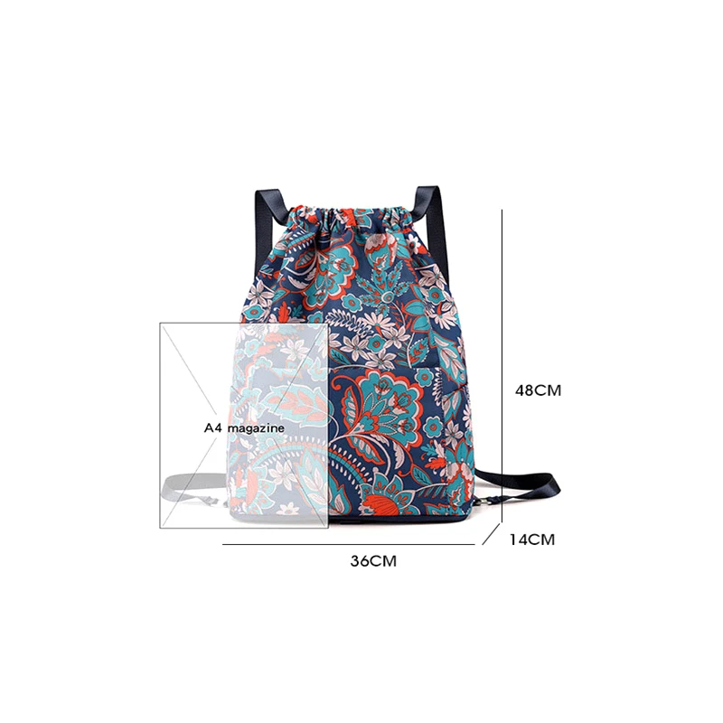 Drawstring Viagem Mochila Desportiva, Grande Capacidade, Seco-Wet Separação, Exótico, Foldable Gym Sack