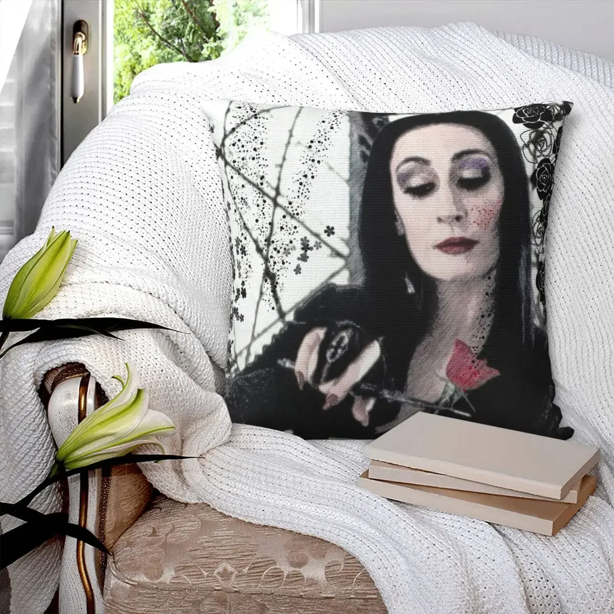 Morticia Addams Horror Family Pillowcase Printed Polyester Cushion Cover Decorative Throw Pillow Case Cover Car Zipper 18''