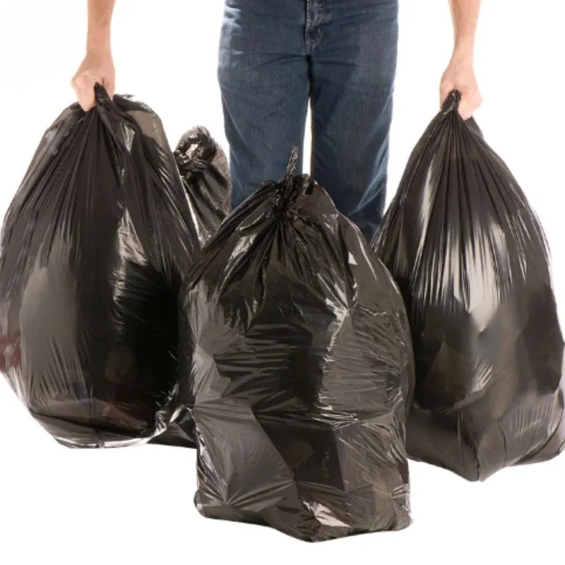 5PCS Black Trash Bags Oversized for Household Kitchens Commercial Janitorial Outdoor Leaf Lawn Multipurpose Cleaning Tools