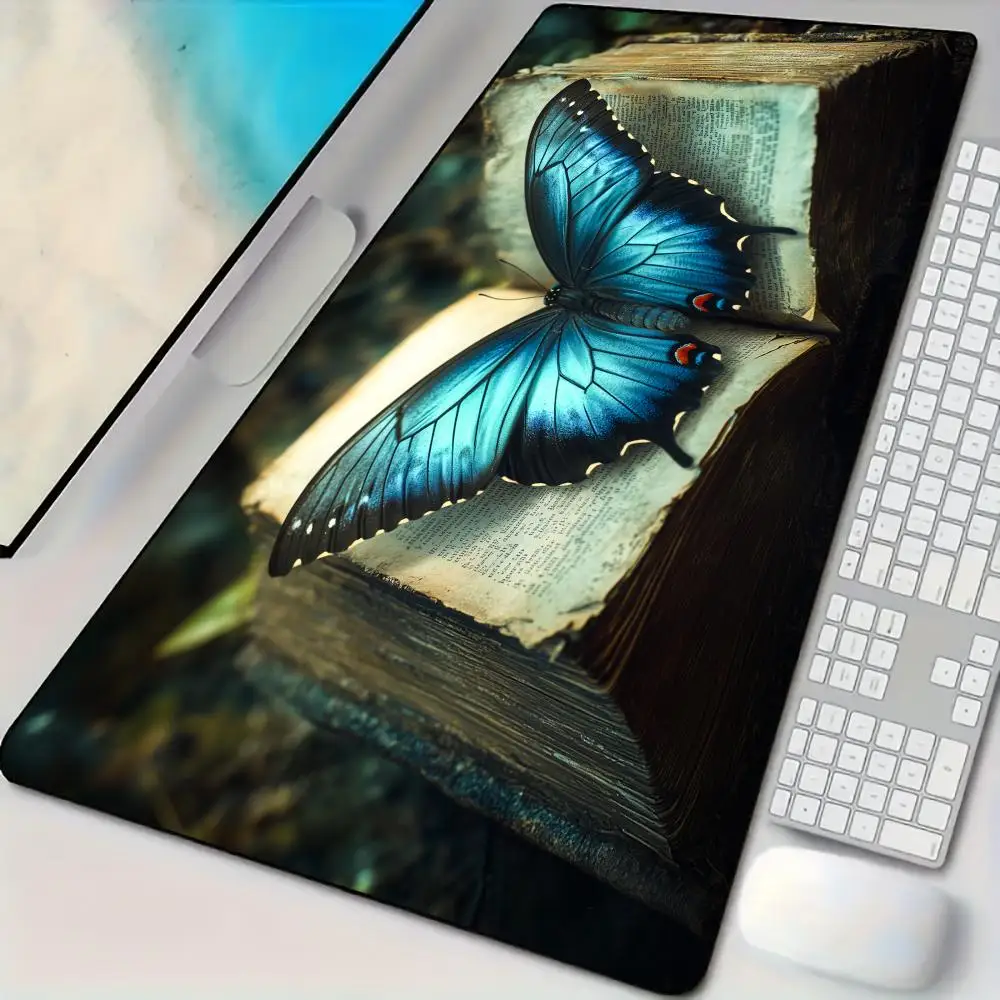 Mysterious Book and Butterfly Mouse Pad Desk Mat Large Computer Office Carpet Mousepad Gamer Gaming PC Accessories Keyboard Rug