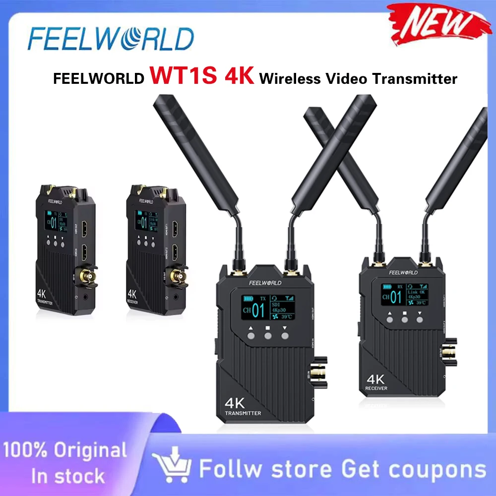 FEELWORLD WT1S 4K Wireless Video Transmission System SDI+Dual HD Full Duplex Intercom Professional Live Streaming Camera Gear