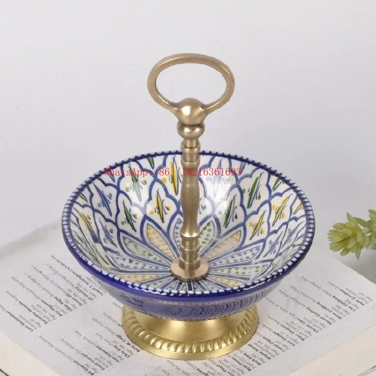 2006GOOD Rural Style Painted Pottery Exquisite Dried Fruit Storage Tray, Living Room Tea Table, Snacks, Candy Tray