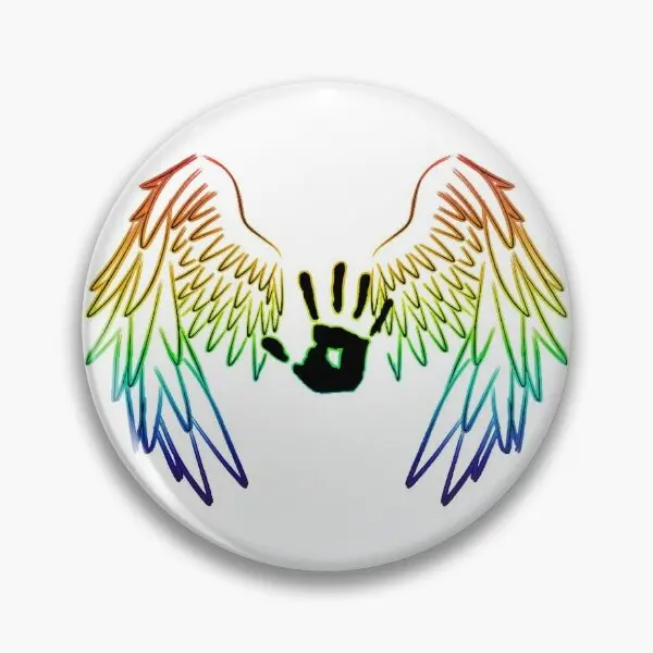 Supernatural Rainbow Angel Wings With H  Soft Button Pin Lapel Pin Decor Hat Brooch Clothes Funny Cartoon Fashion Collar Gift