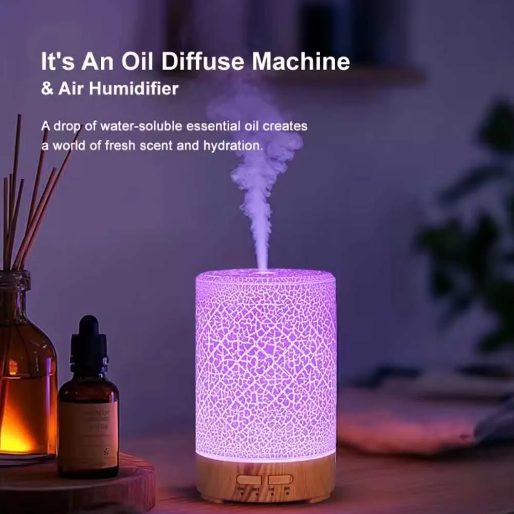 Diamond-Patterned LED Ultrasonic Aromatherapy Diffuser, 150 mL Quiet Humidifier, Ideal for Home, Bedroom