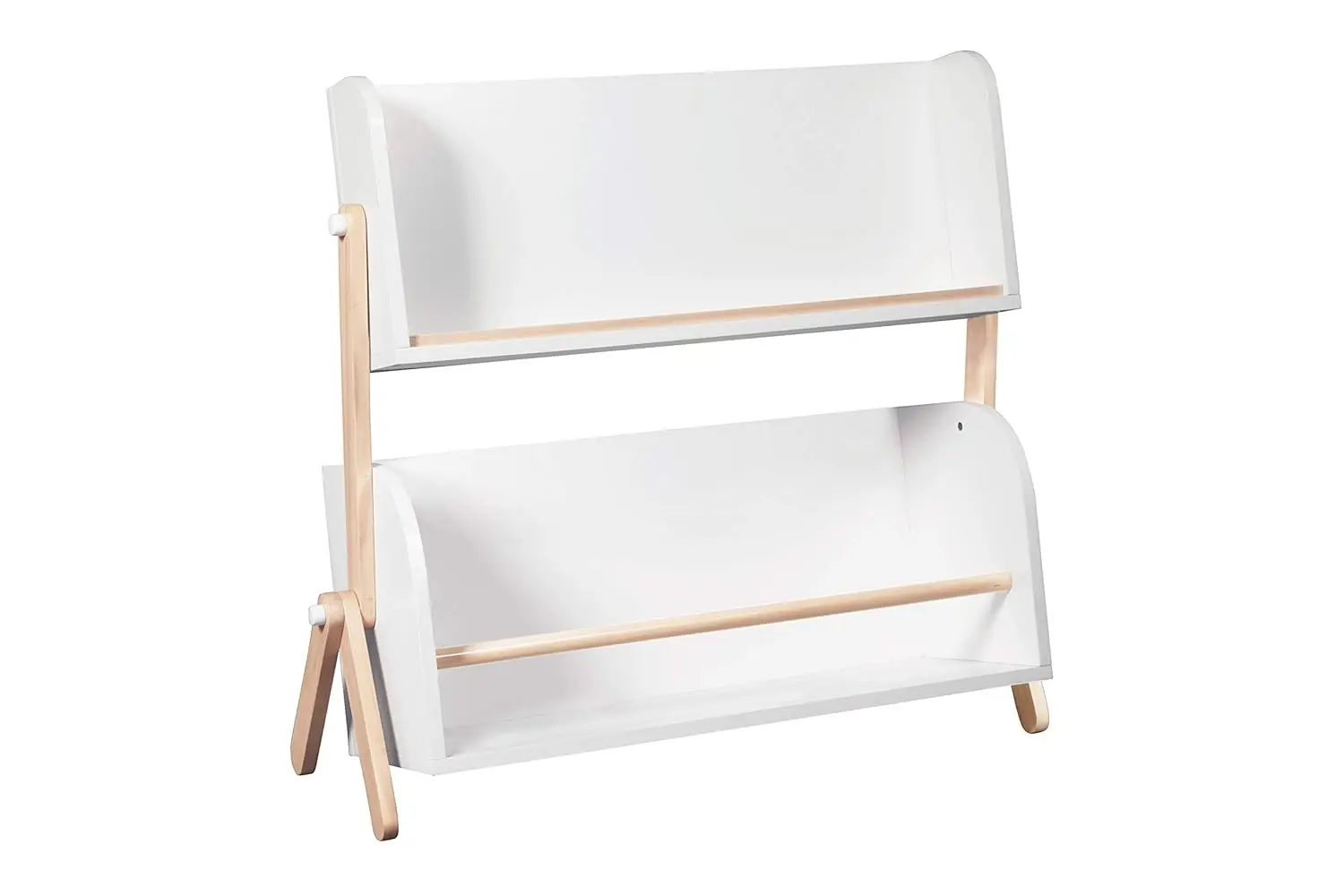 Baby count storage shelvesTop shelf designed for displaying favorite books with lower storage cubbie for storing books, dolls