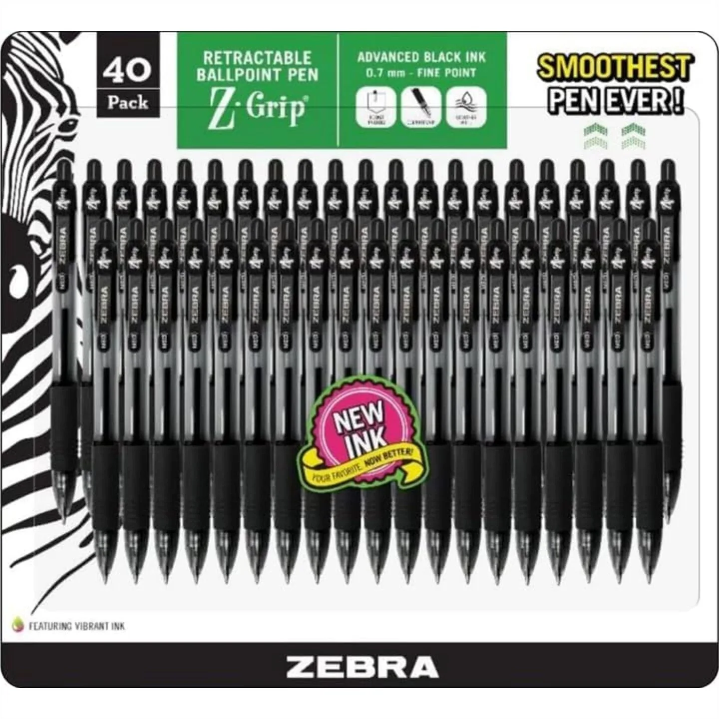 

Ballpoint Pens Fine Point 0.7mm Black Ink Retractable Pens Pack of 40 for Smooth Writing