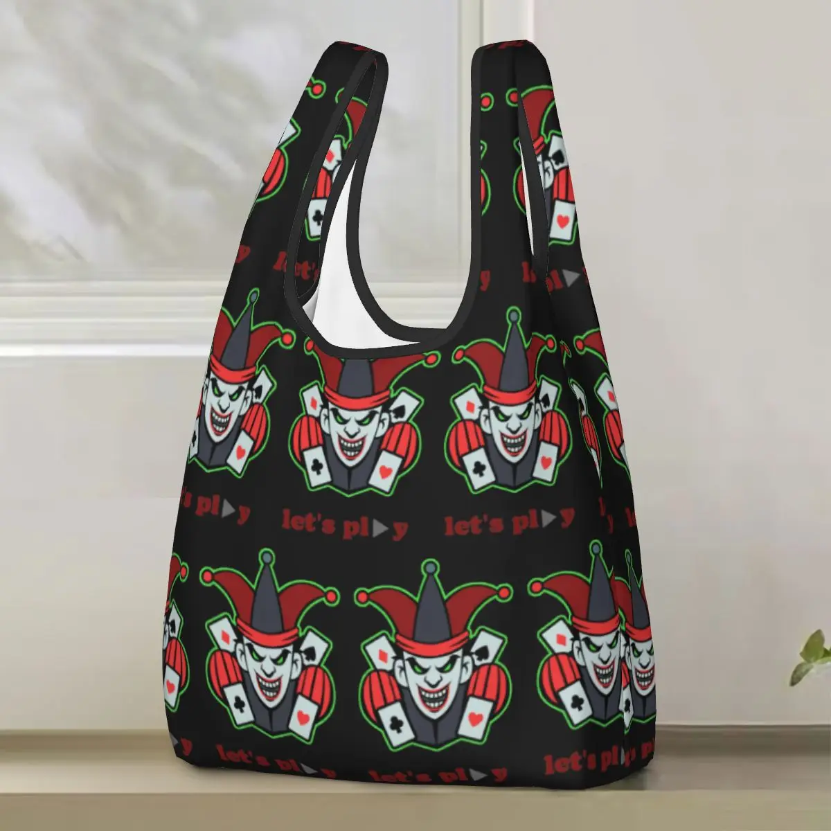 

Poker Card Game Casino Shopping Bag Portable Tote Bags Reusable Shoulder Shopper Bag Grocery Handbag