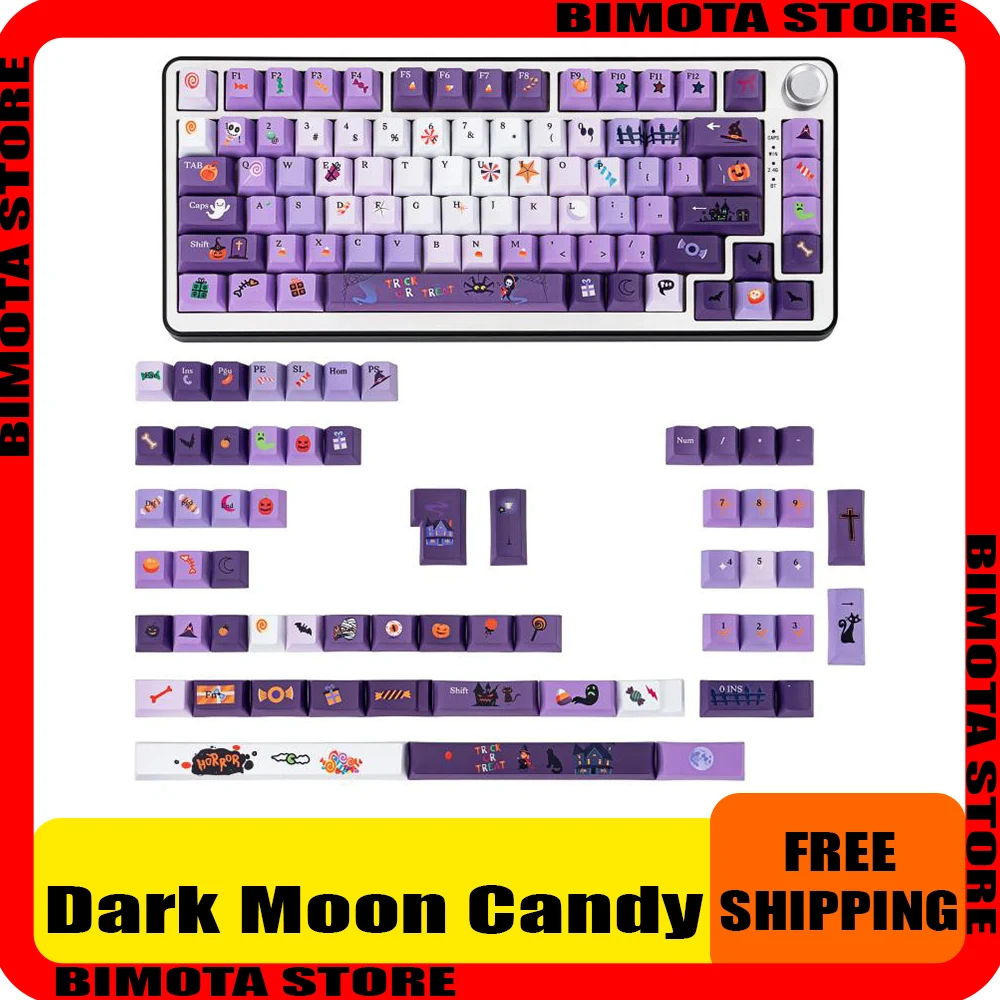 

Колпачки для клавиш Dark Moon Candy Theme Pbt, термосублимация, 145 клавиш, вишневый профиль, колпачки для ключей на заказ, колпачки для клавиш MX, подарки на Хэллоуин