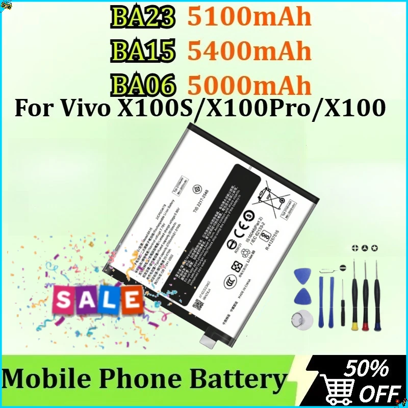بطارية الهاتف المحمول BA23/BA15/BA06 المحدثة حديثًا لبطارية Vivo X100S / X100Pro / X100 بقدرة 5100 مللي أمبير/5400 مللي أمبير/5000 مللي أمبير في الساعة + أدوات #1